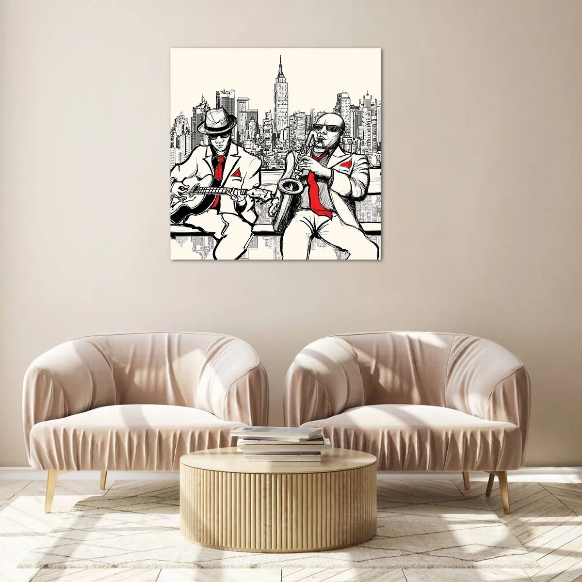 Schilderen op glas - Improvisatie van New York - 30x30 cm