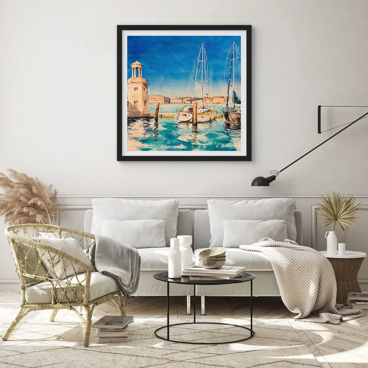 Poster in een zwarte lijst - Zonnige lagune - 30x30 cm