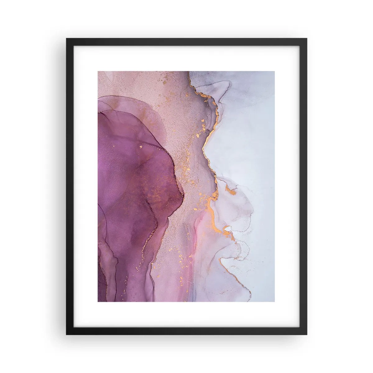 Poster in een zwarte lijst - Lila en paarse golven - 40x50 cm
