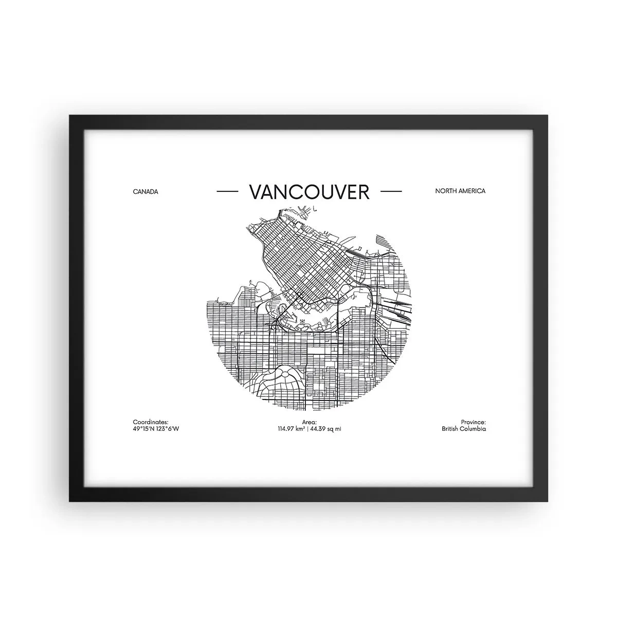Poster in een zwarte lijst - Anatomie van Vancouver - 50x40 cm