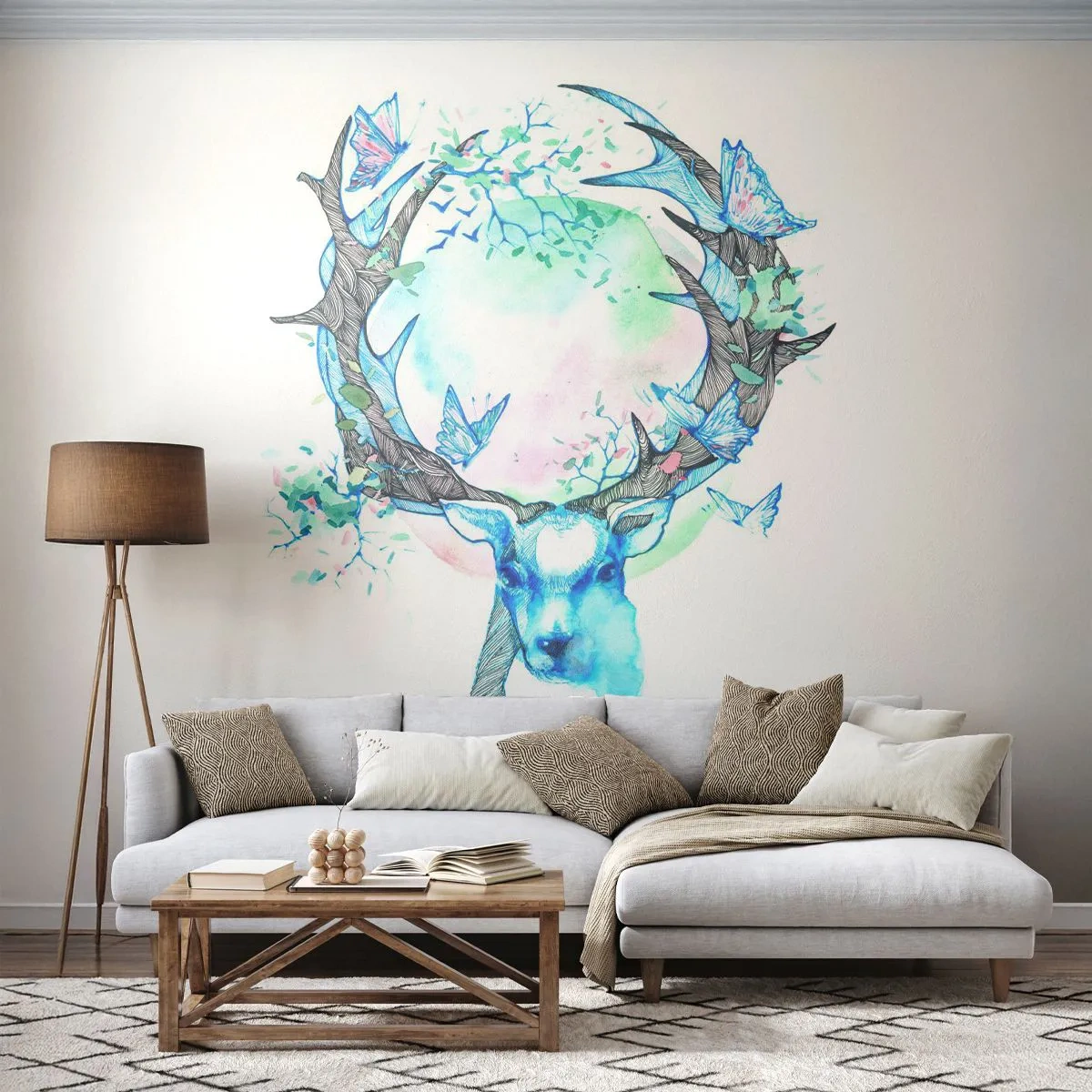 Zelfklevend Fotobehang Deluxe Sticker - De kracht en delicatesse van de natuur - Abstractie, Hert, Natuur - 250x175 cm