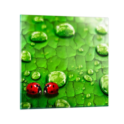 Schilderen op glas - Ontmoeting in het groen - 30x30 cm