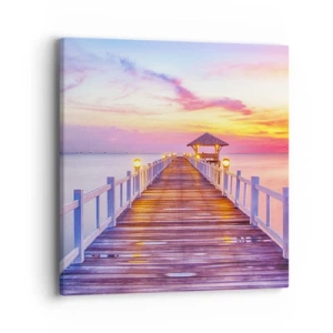 Schilderen op canvas - De lila-gouden stilte van de avond - 40x40 cm