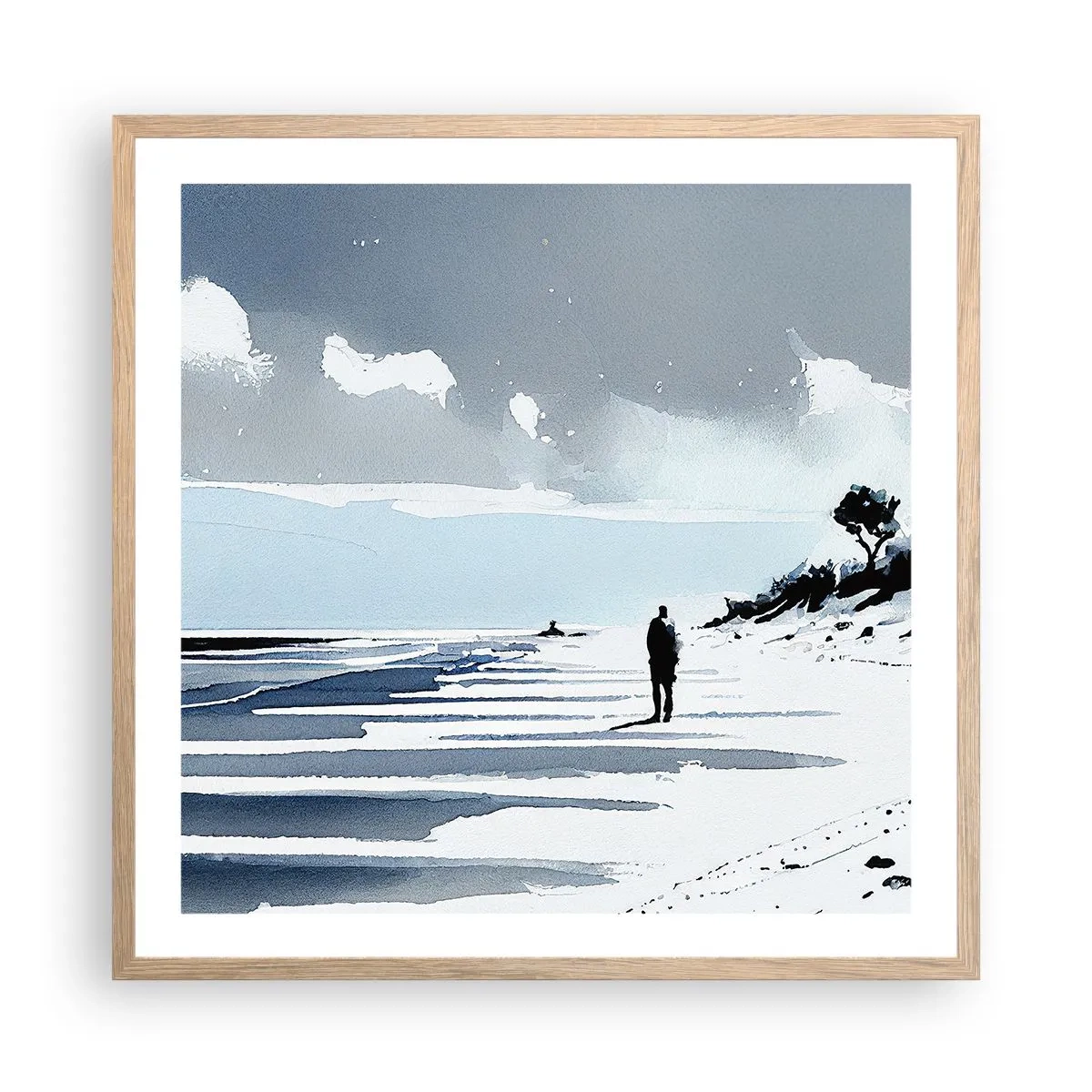 Een poster in een licht eiken lijst - Alleen - 60x60 cm