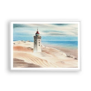 Poster in een witte lijst - Altijd staren naar de zee - 100x70 cm