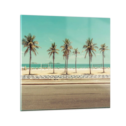 Schilderen op glas - Op wacht op het strand - 50x50 cm