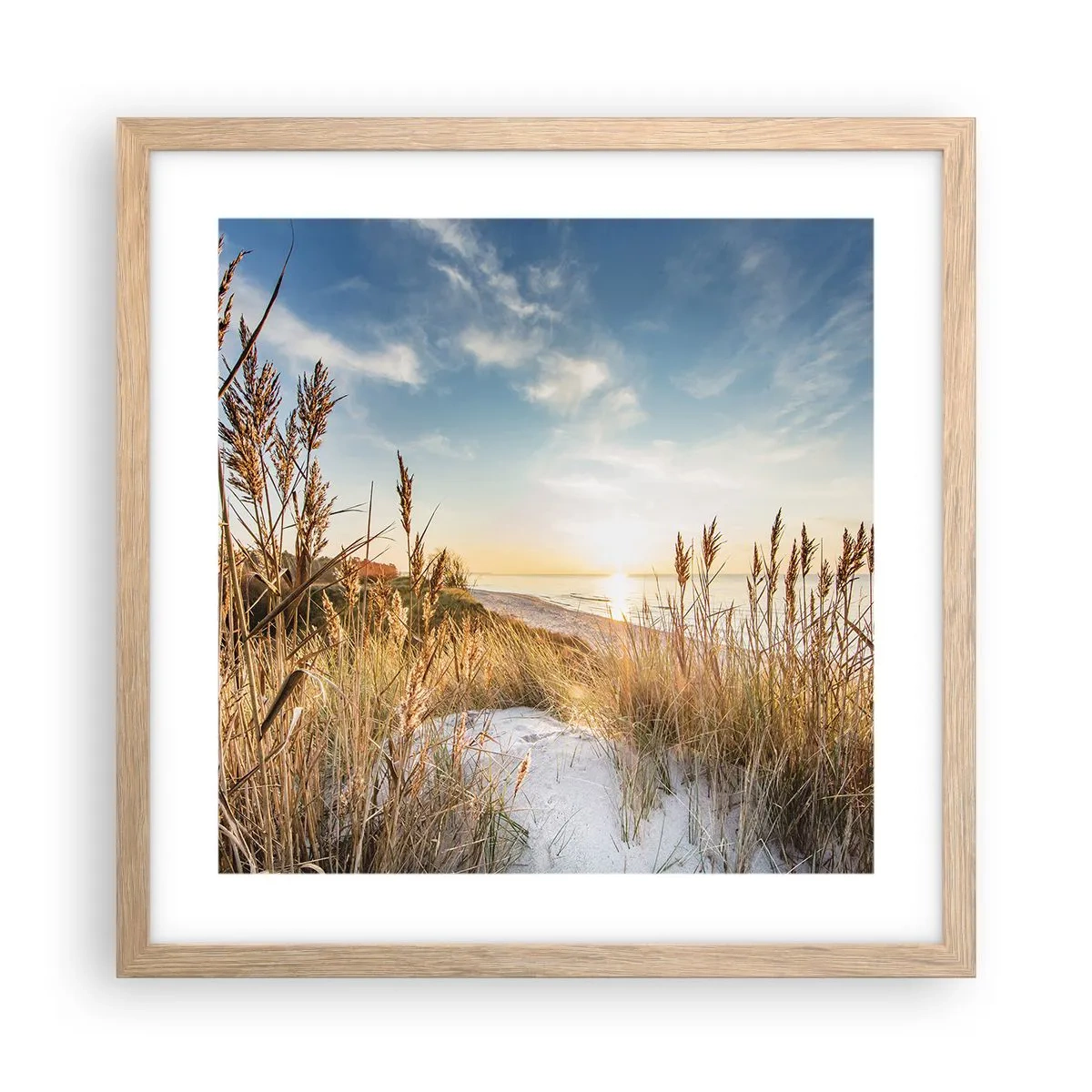 Een poster in een licht eiken lijst - Noord strand - 40x40 cm
