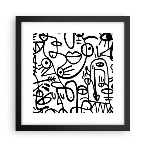 Poster in een zwarte lijst - Gezichten en luchtspiegelingen - 30x30 cm