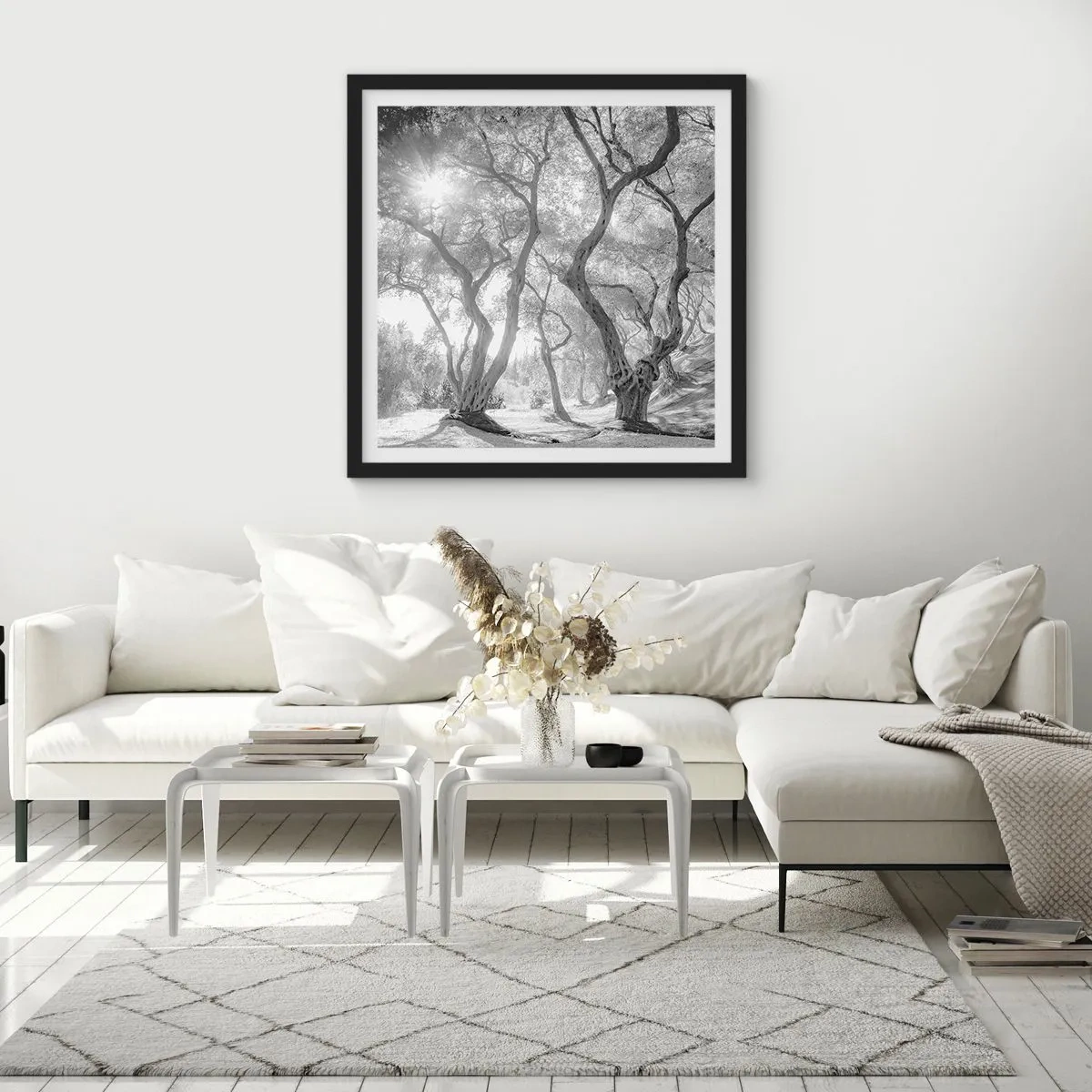 Poster in een zwarte lijst - In de olijfboomgaard - 30x30 cm