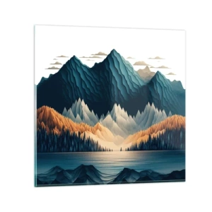 Schilderen op glas - Perfect berglandschap - 70x70 cm