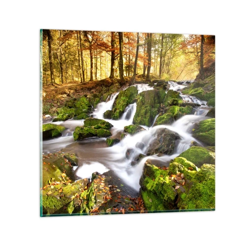 Schilderen op glas - Snel door het herfstbos - 50x50 cm