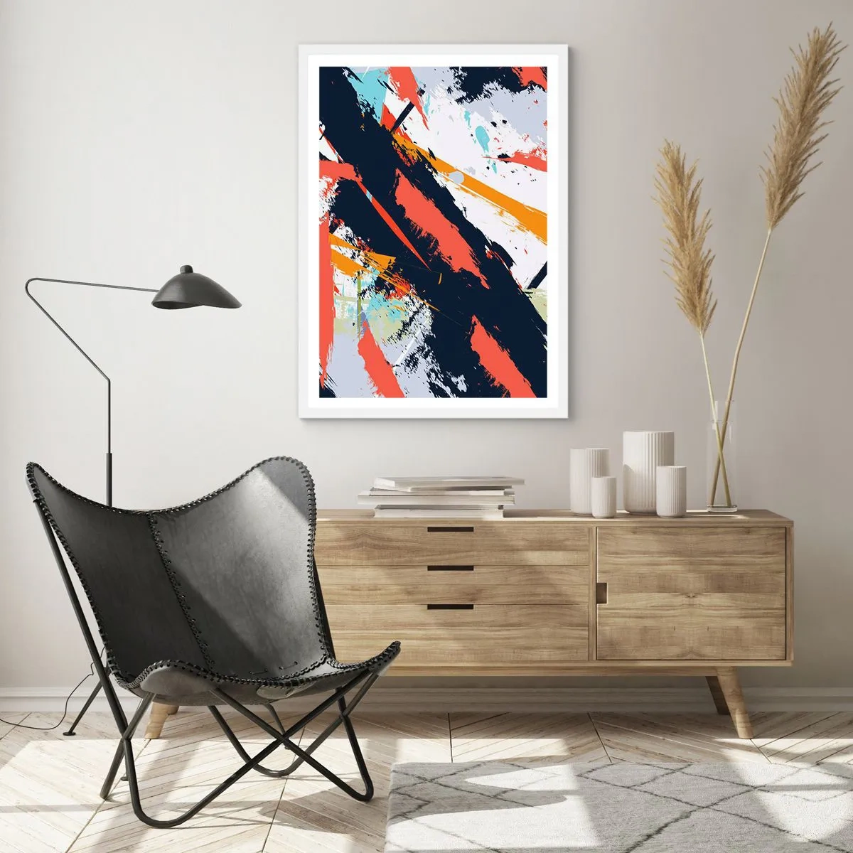 Poster in een witte lijst - Dynamische compositie - 70x100 cm