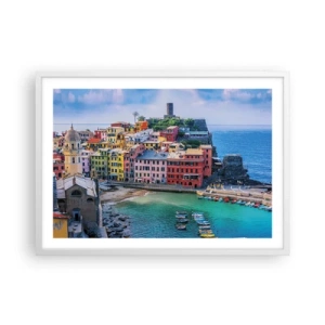 Poster in een witte lijst - Mediterrane magische stad - 70x50 cm