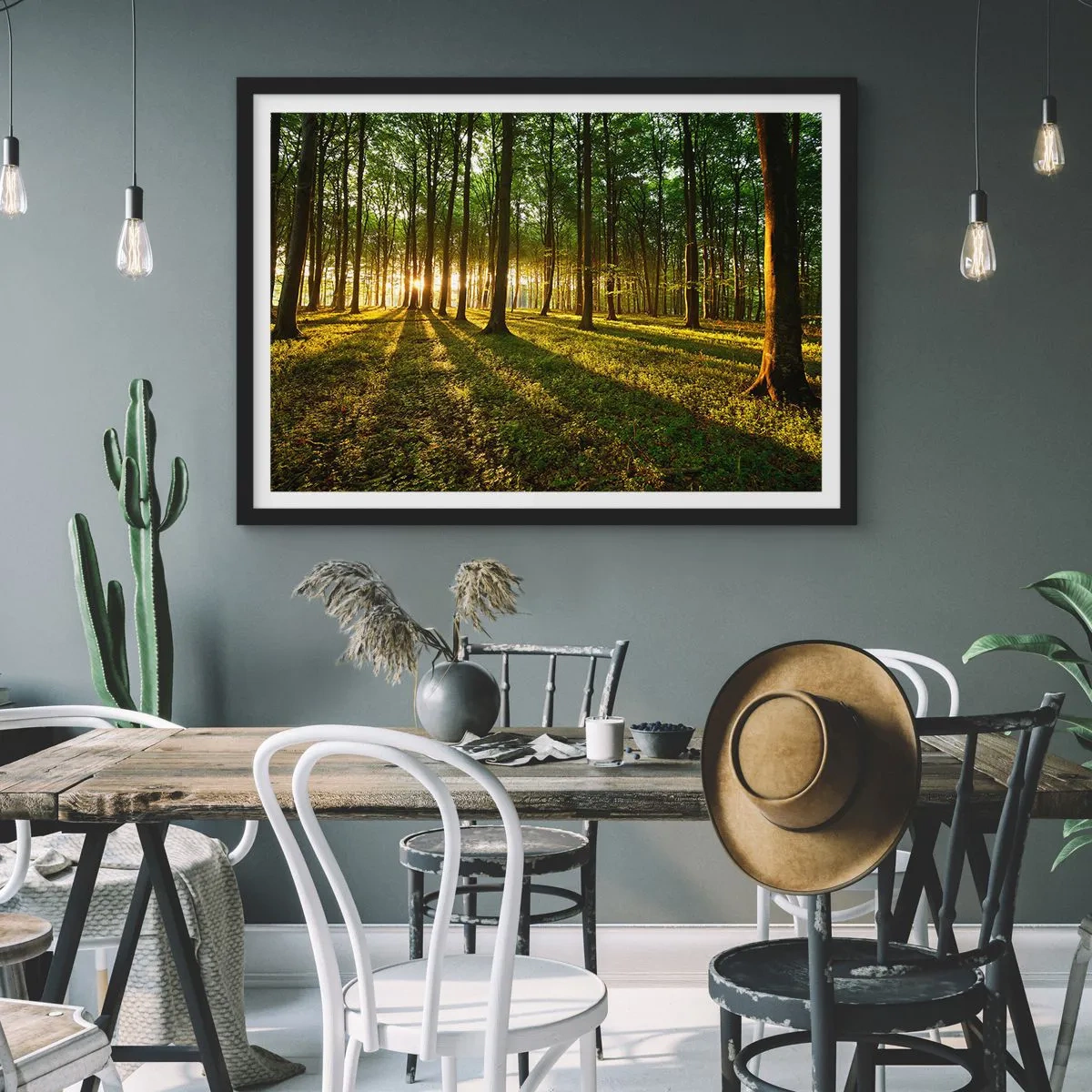 Poster in een zwarte lijst - Foto van de hele lente - 100x70 cm