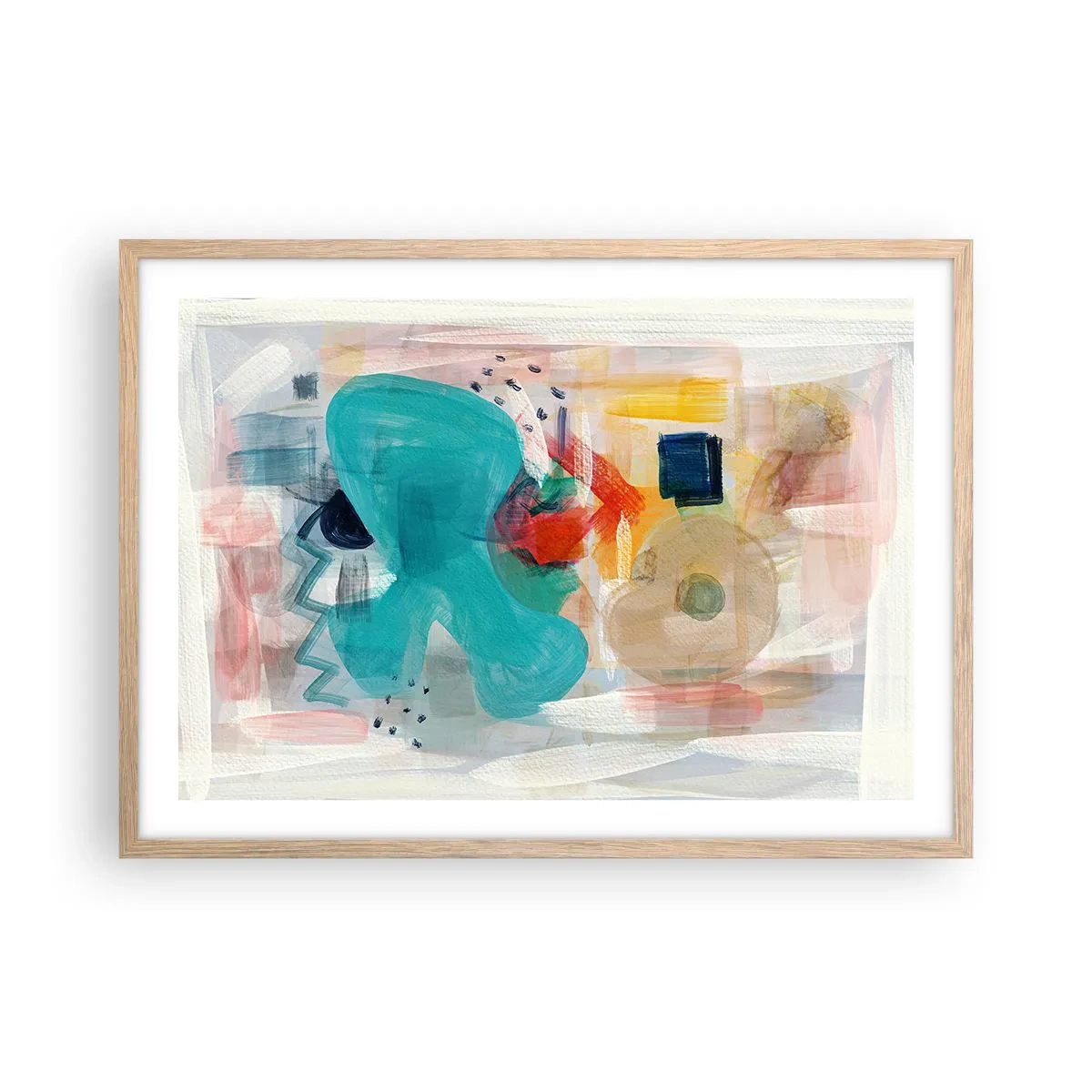 Een poster in een licht eiken lijst - Kleurrijk spel - 70x50 cm