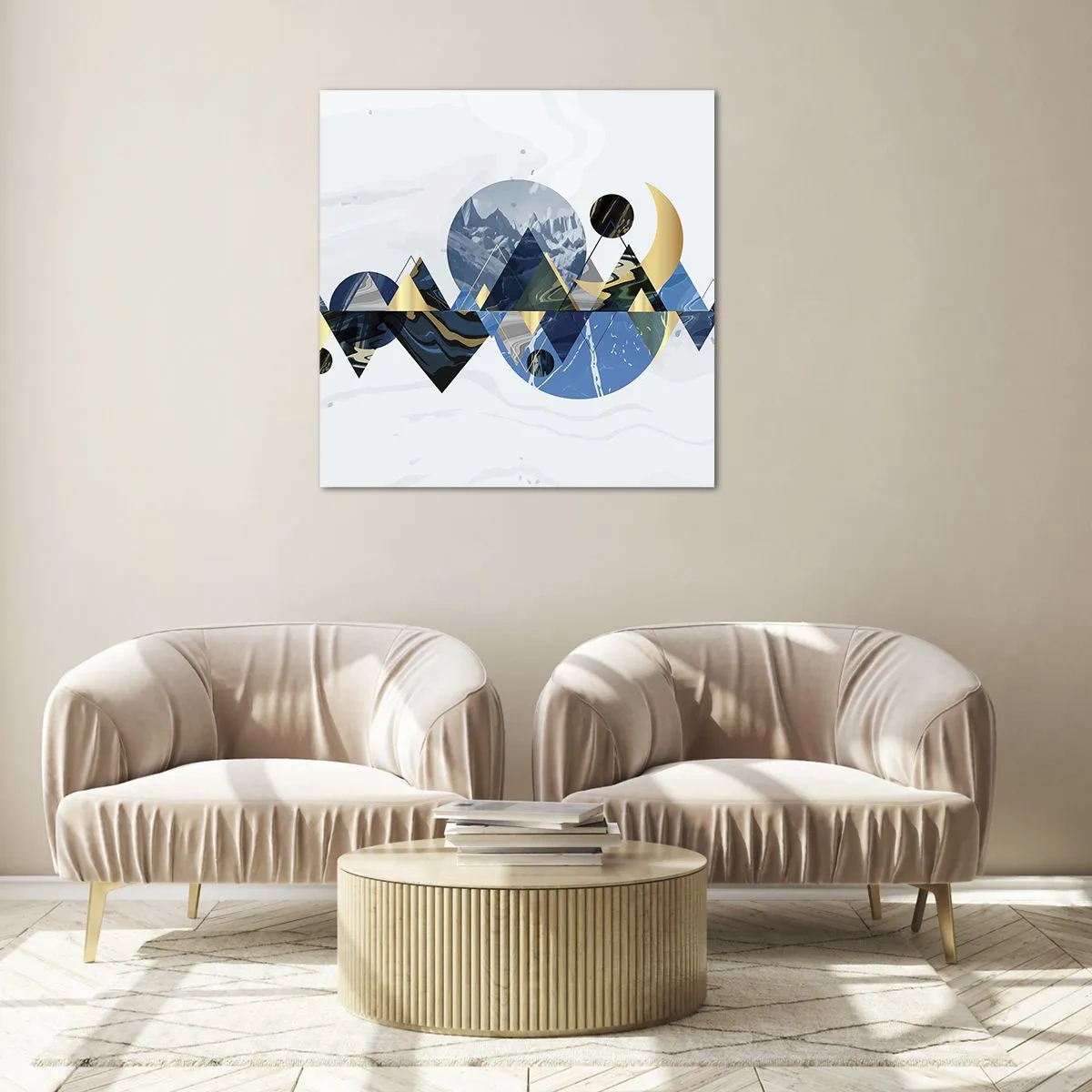 Schilderen op glas - Geometrisch landschap - 60x60 cm