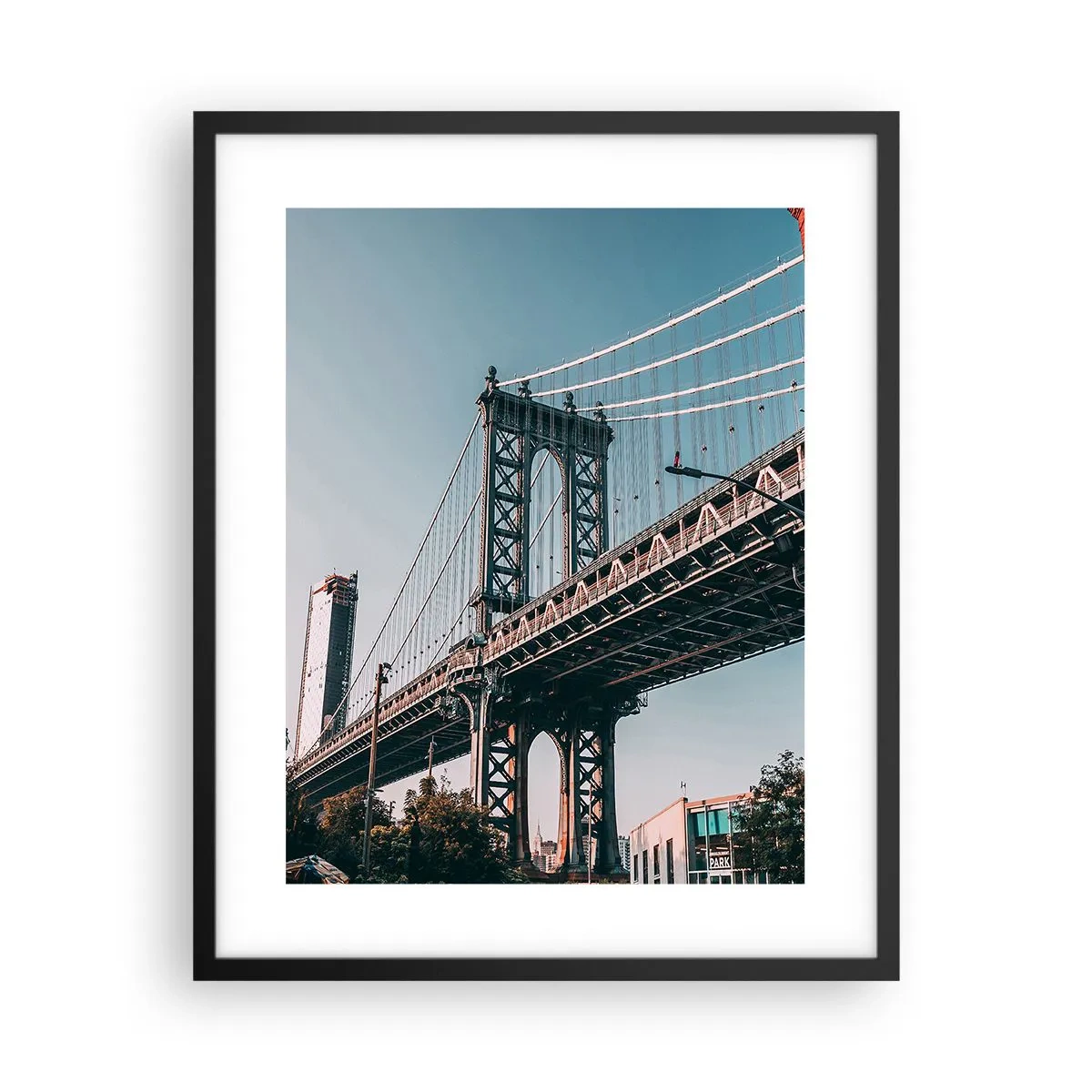 Poster in een zwarte lijst - Over de golven van de stad - 40x50 cm