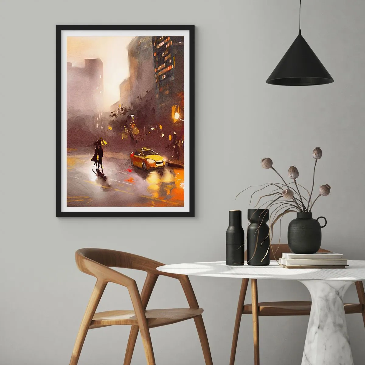 Poster in een zwarte lijst - In de lichten van New York - 40x50 cm
