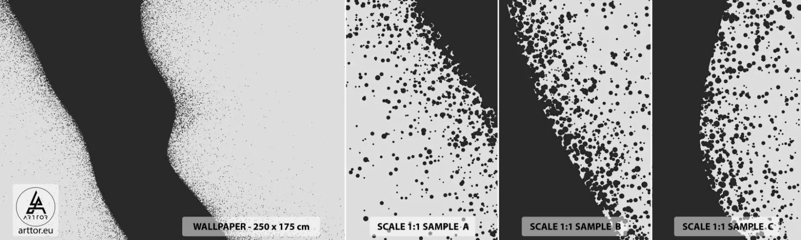 Fotobehang Monster Zelfklevend Deluxe Sticker - Vloeibare balans - Abstractie, Deel, Minimalisme - 100x30 cm