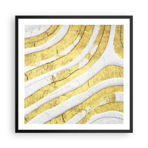 Poster in een zwarte lijst - Compositie in wit en goud - 60x60 cm