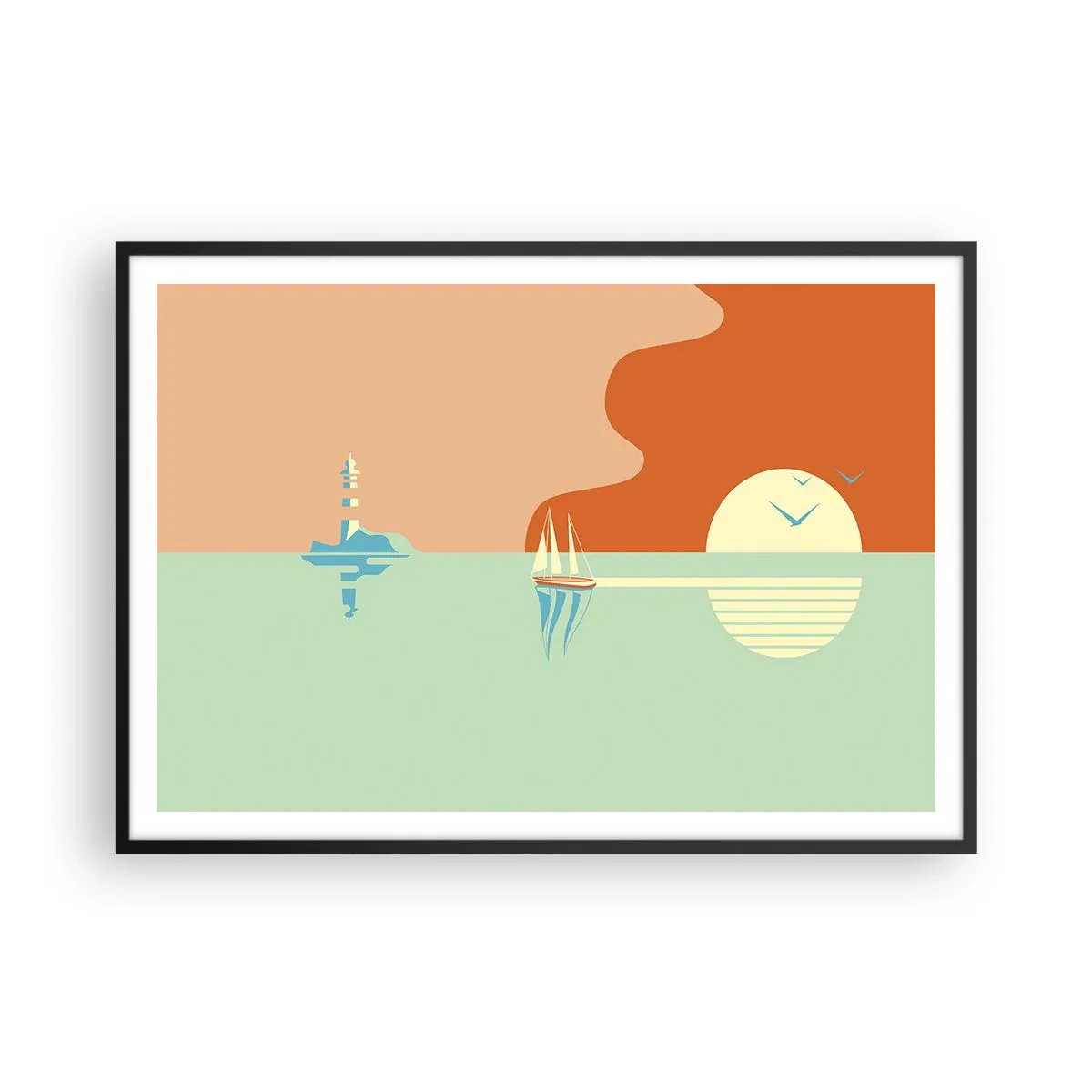 Poster in een zwarte lijst - Het perfecte zeelandschap - 100x70 cm