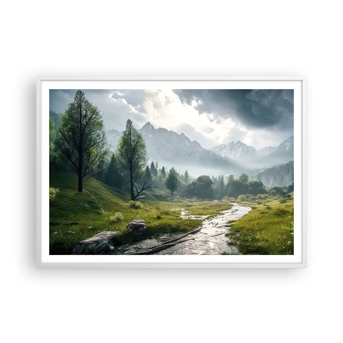 Poster in een witte lijst - Daarheen en terug - 100x70 cm