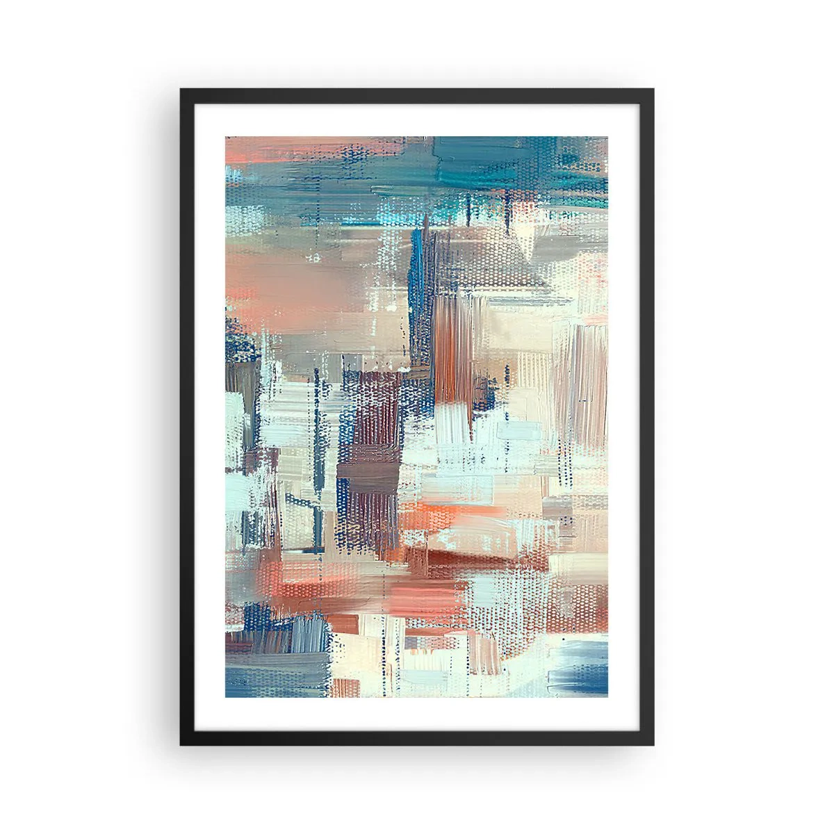 Poster in een zwarte lijst - Een abstracte compositie van penseelstreken in warme kleuren. - 50x70cm - Het licht bereiken - Moderne wanddecoratie voor woonkamer en slaapkamer ARTTOR