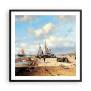 Poster in een zwarte lijst - Na een geslaagde vangst - 60x60 cm