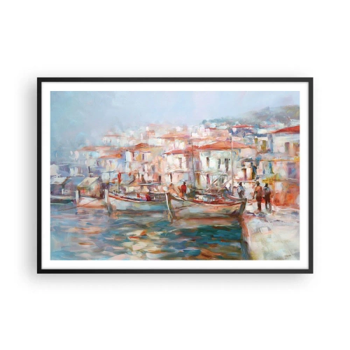Poster in een zwarte lijst - Pastel vakantie - 100x70 cm