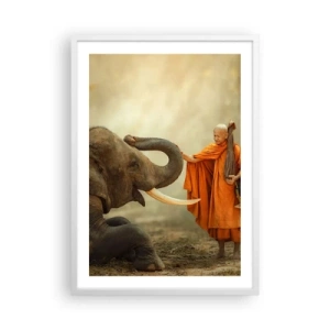 Poster in een witte lijst - Ontmoeting tijdens een reis - 50x70 cm