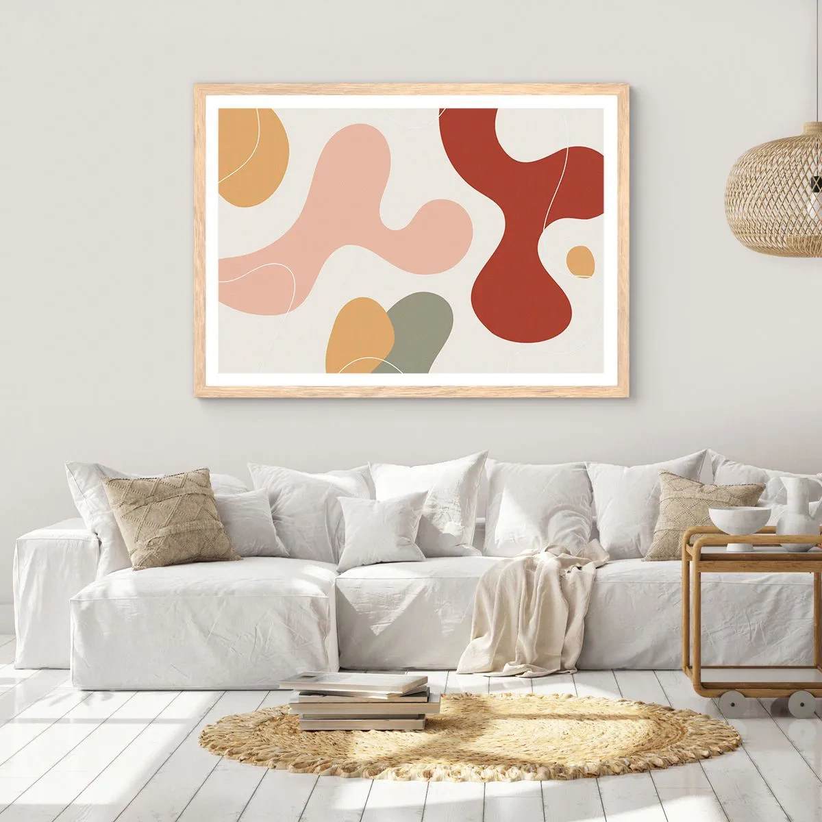 Een poster in een licht eiken lijst - Kronkels of krullen? - 91x61 cm