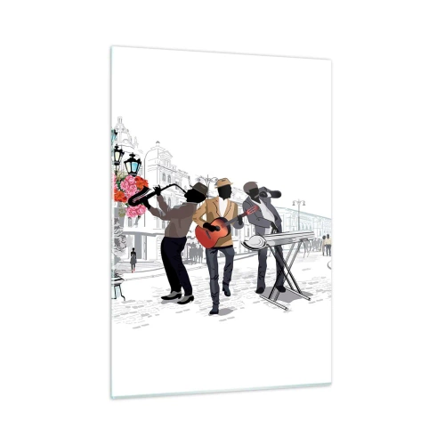 Schilderen op glas - Straatmuziek - 50x70 cm