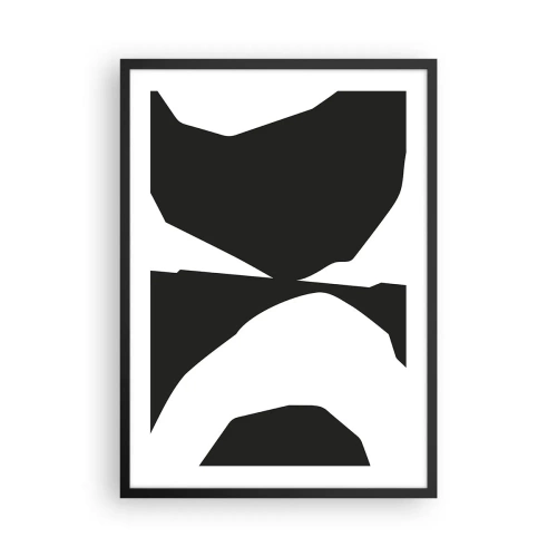 Poster in een zwarte lijst - Abstracte zwart-witcompositie - 50x70cm - Positief – negatief - Moderne wanddecoratie voor woonkamer en slaapkamer ARTTOR
