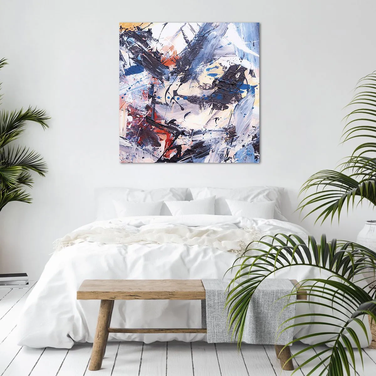 Schilderen op canvas - Gekke dans van abstractie - 60x60 cm