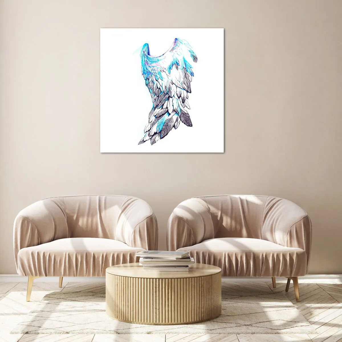 Schilderen op glas - Ik heb vleugels nodig - 70x70 cm