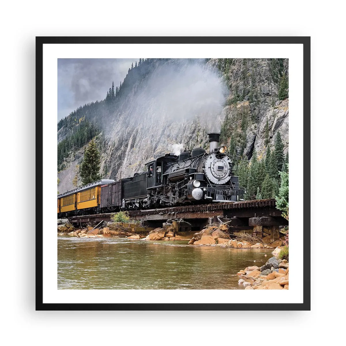 Poster in een zwarte lijst - Waar wil je naar toe? Waar naar toe? - 60x60 cm