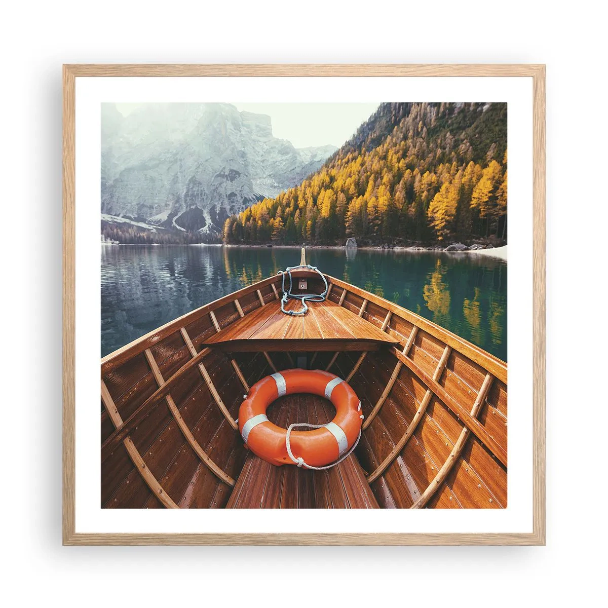 Een poster in een licht eiken lijst - Bergtocht - 60x60 cm