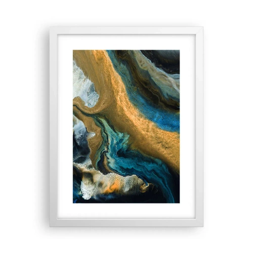 Poster in een witte lijst - Blauw - geel - wederzijdse invloeden - 30x40 cm