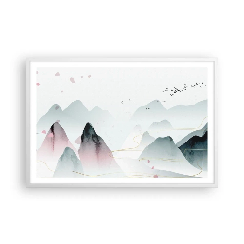 Poster in een witte lijst - Over de toppen - 91x61 cm