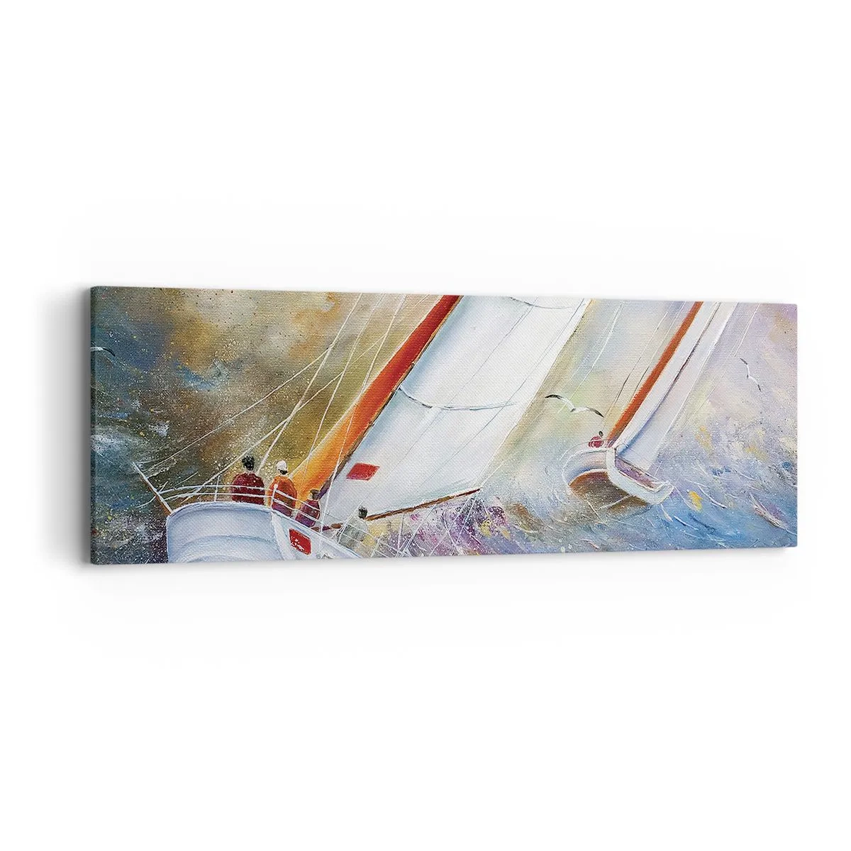 Schilderen op canvas - Lopend op de golven - 90x30 cm