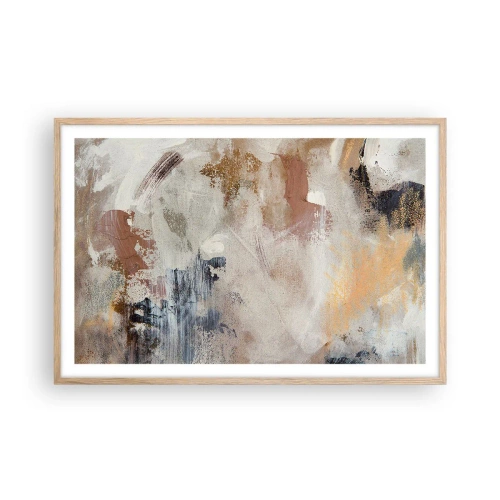 Een poster in een licht eiken lijst - Mistige abstractie - 91x61 cm