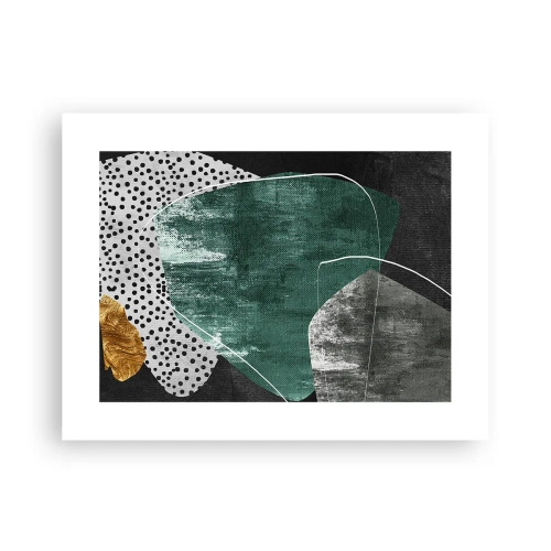 Poster - Kleurrijke abstractie met bladgoud - 40x30 cm