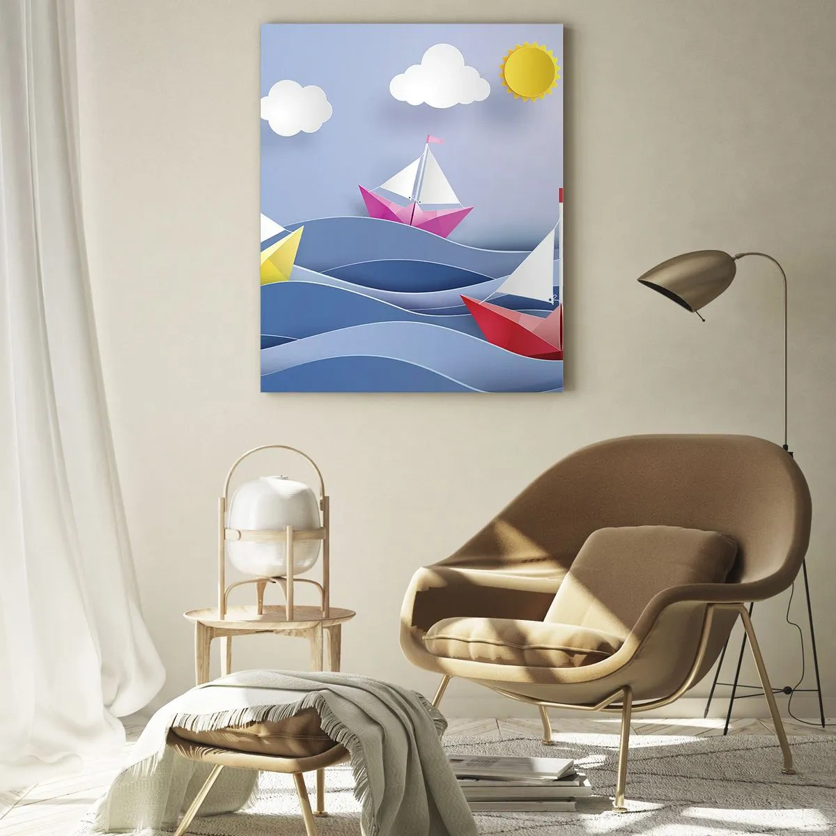 Schilderen op glas - Ah, wat is het heerlijk om in de golven te schommelen - 70x100 cm