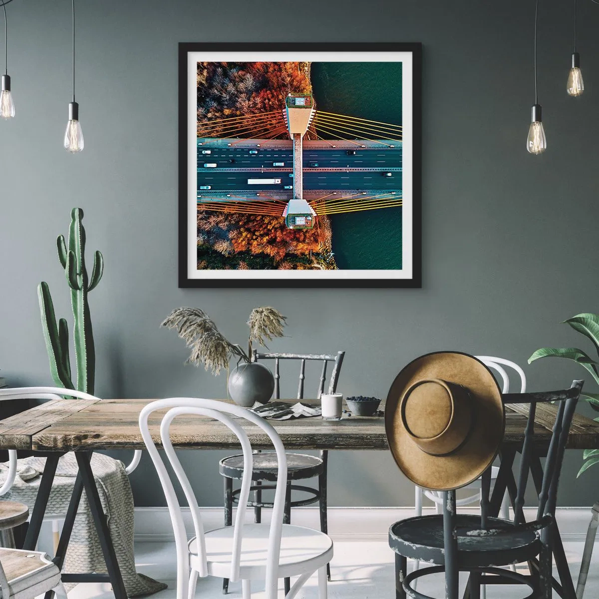 Poster in een zwarte lijst - BEYOND the waters, beyond the forest - 40x40 cm