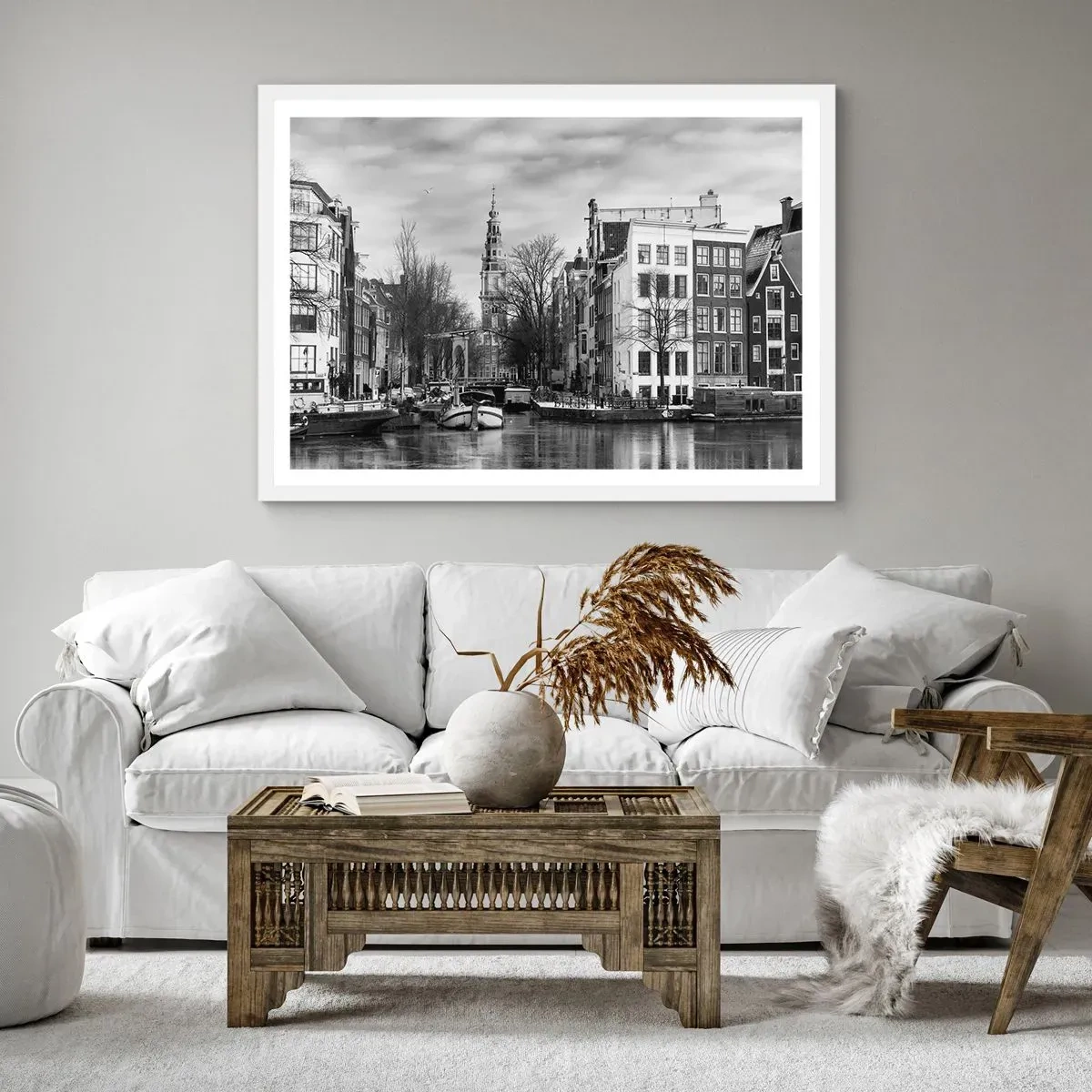Poster in een witte lijst - Amsterdamse sferen - 70x50 cm