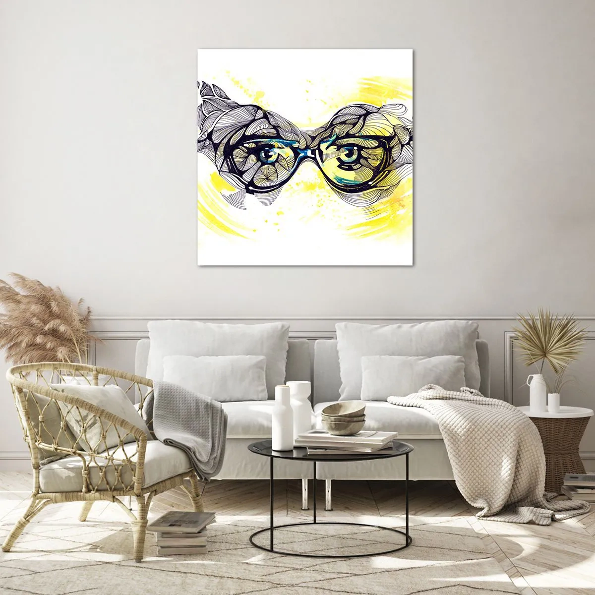 Schilderen op glas - Door een blauwe bril - 60x60 cm