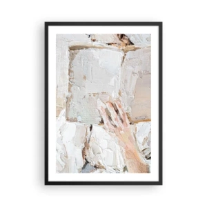 Poster in een zwarte lijst - Een textuurbeeld van een hand die een open boek vasthoudt. - 50x70cm - In een andere wereld - Moderne wanddecoratie voor woonkamer en slaapkamer ARTTOR