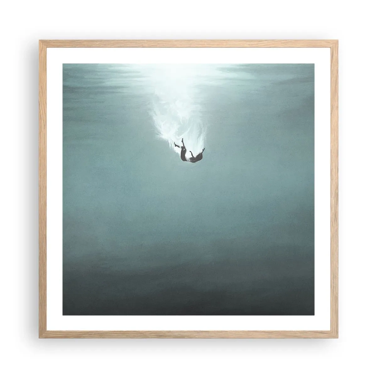 Een poster in een licht eiken lijst - In de armen van de oceaan - 60x60 cm