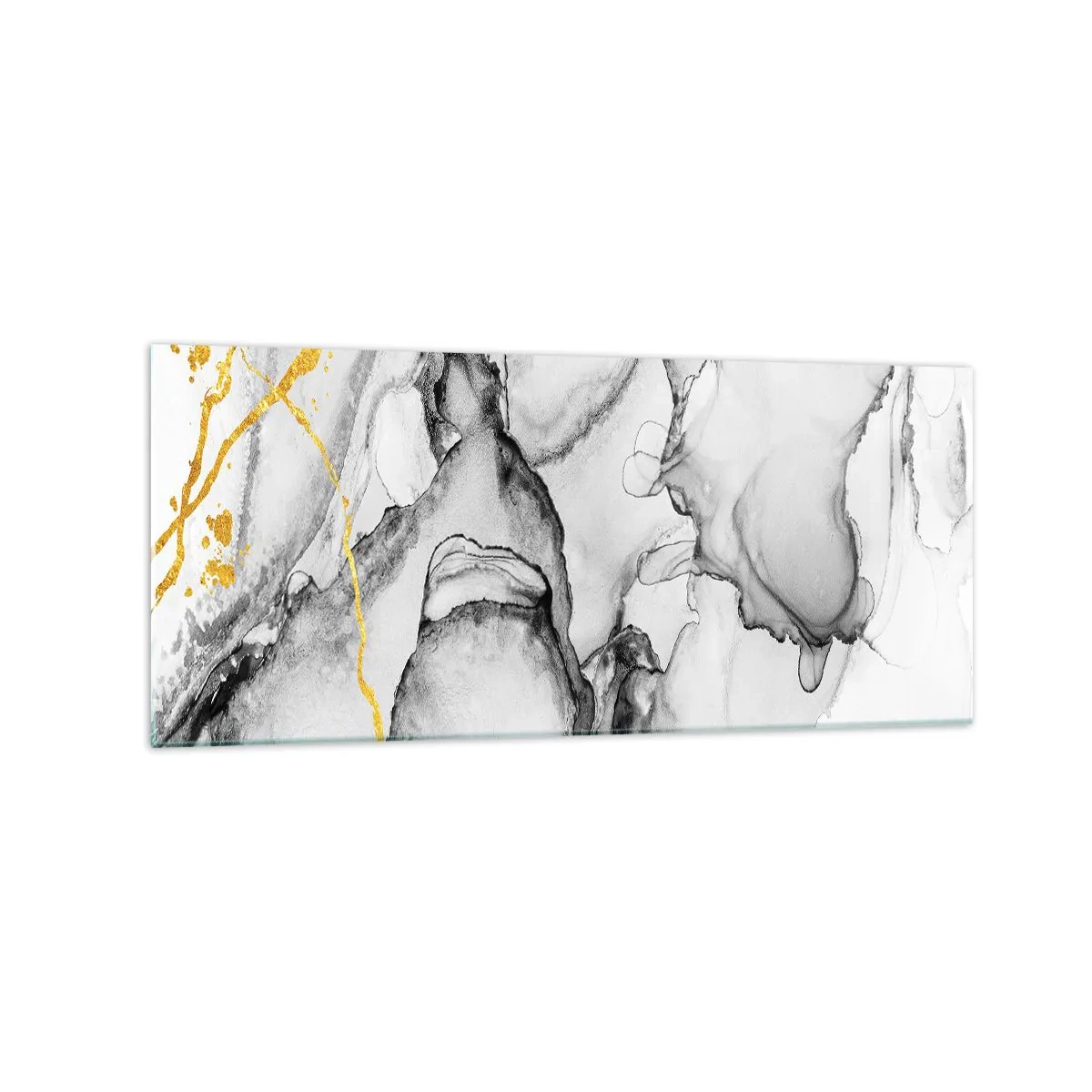 Schilderen op glas - Compositie met een gouden motief - 120x50 cm