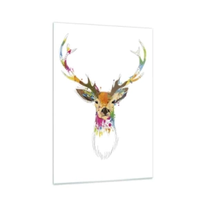 Schilderen op glas - Een zacht hert badend in kleur - 70x100 cm